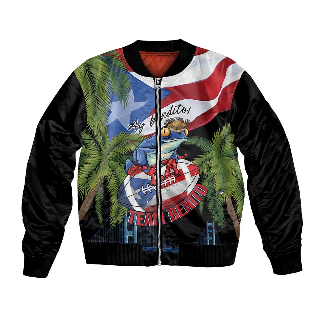 Ay Bendito! Benito Bowl Proud Boricua Bomber Jacket