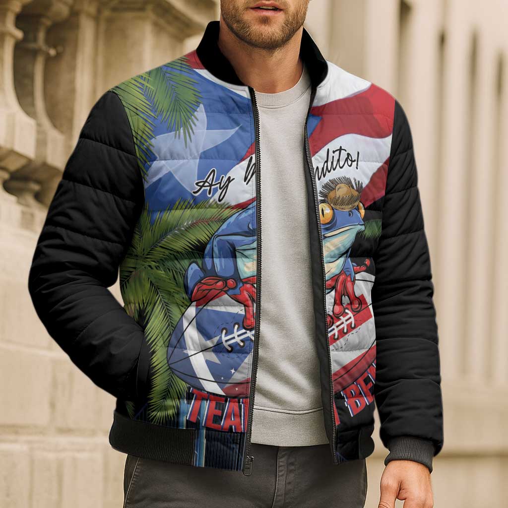 Ay Bendito! Benito Bowl Proud Boricua Bomber Puffer Jacket