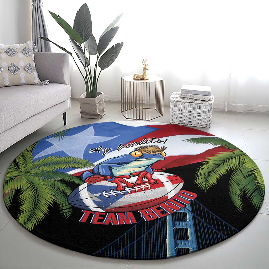 Ay Bendito! Benito Bowl Proud Boricua Round Carpet
