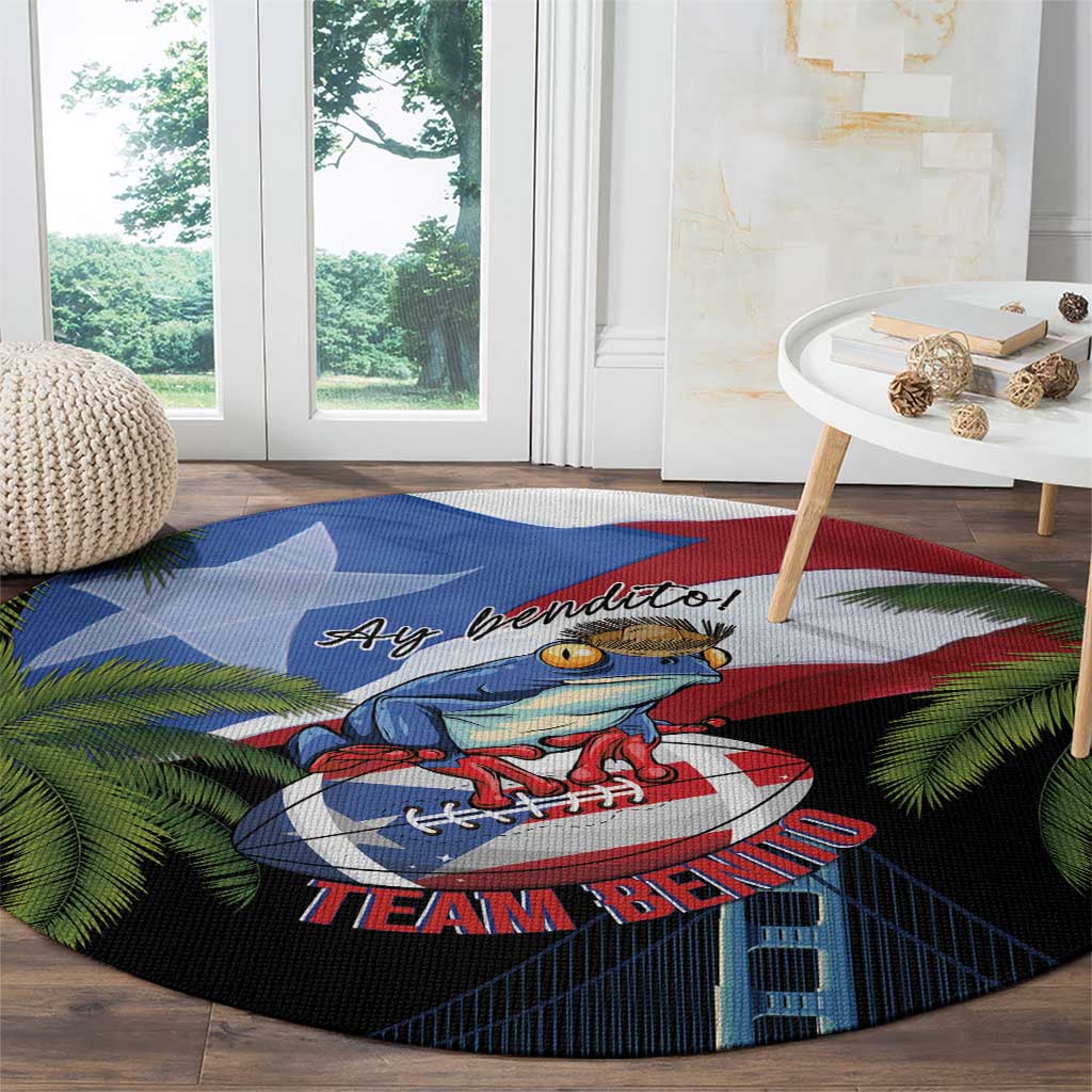 Ay Bendito! Benito Bowl Proud Boricua Round Carpet