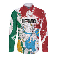 Lithuania Personalized Long Sleeve Button Shirt Lietuvos Artsy Vytis
