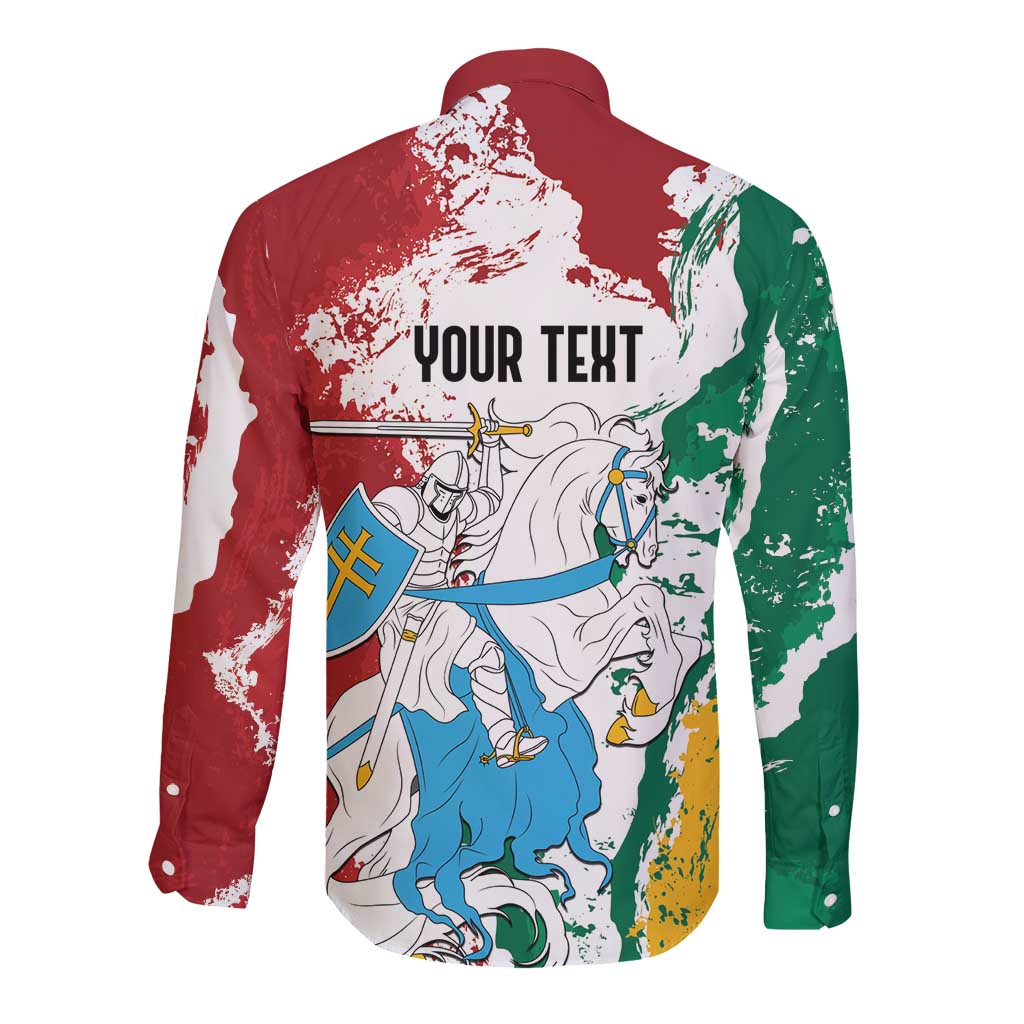 Lithuania Personalized Long Sleeve Button Shirt Lietuvos Artsy Vytis