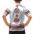 Ukraine Vyshyvanka Inspired Patterns Family Matching Off The Shoulder Long Sleeve Dress and Hawaiian Shirt White