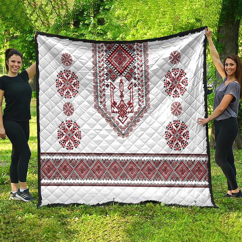 Ukraine Vyshyvanka Inspired Patterns Quilt White