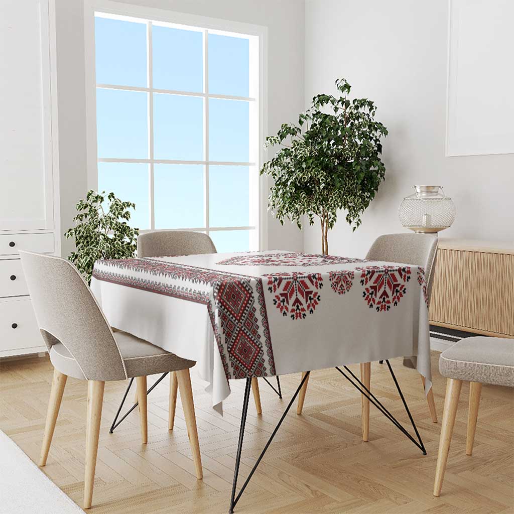 Ukraine Vyshyvanka Inspired Patterns Tablecloth White