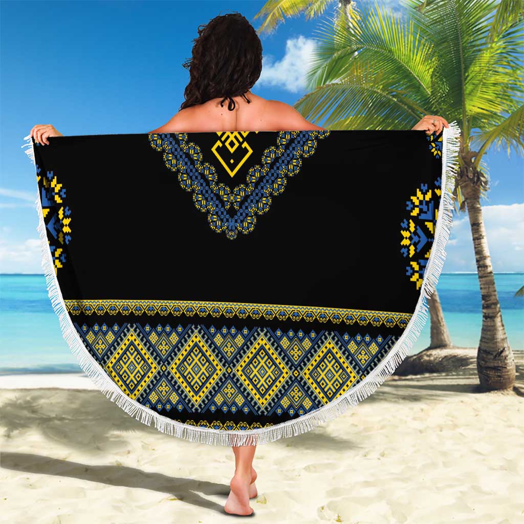 Ukraine Vyshyvanka Inspired Patterns Beach Blanket Ukraini Colors