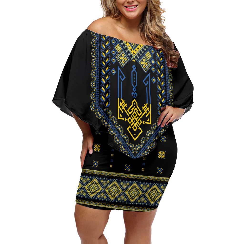 Ukraine Vyshyvanka Inspired Patterns Off Shoulder Short Dress Ukraini Colors