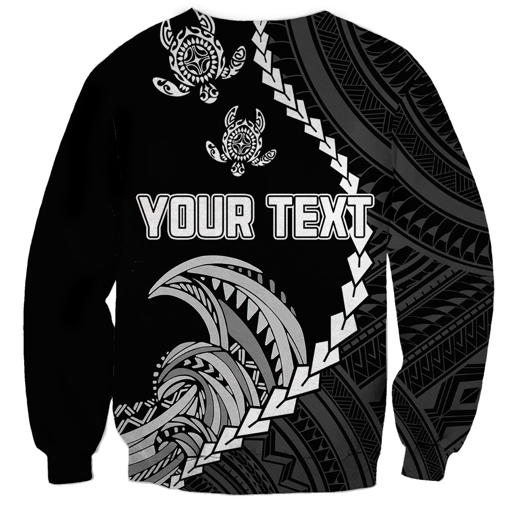 Black unisex sweatshirt with large wave and turtle graphic plus 'YOUR TEXT' text