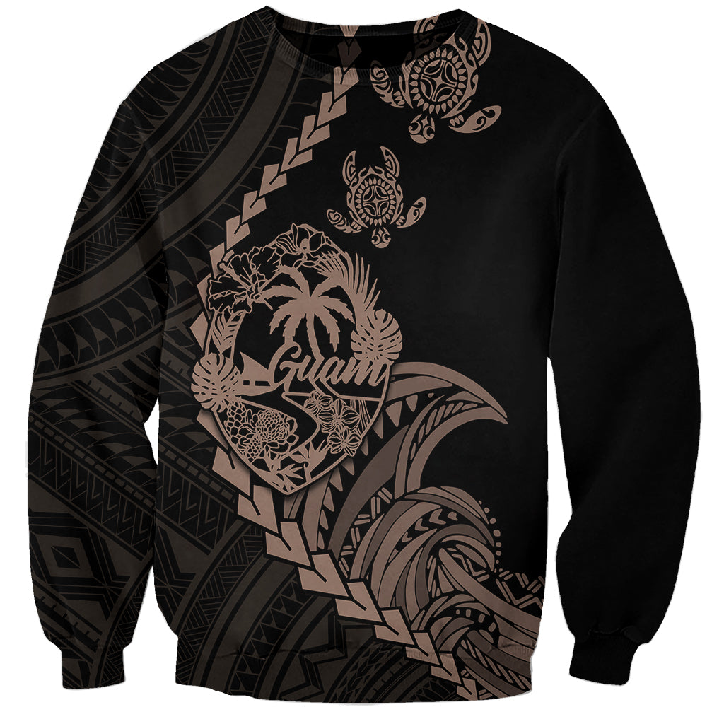 Crewneck sweatshirt with tribal turtle Guam graphic, long sleeves