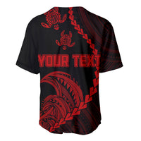 Baseball jersey, black with red YOUR TEXT print and tribal shell graphics