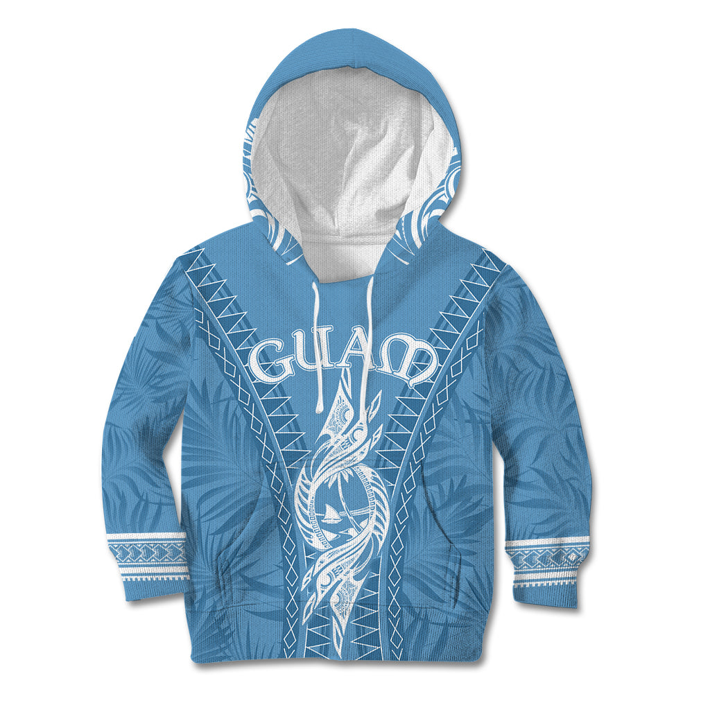 Personalised Guam Kid Hoodie Chamoro Latte Stone Mix Tropical - Blue - Wonder Print Shop