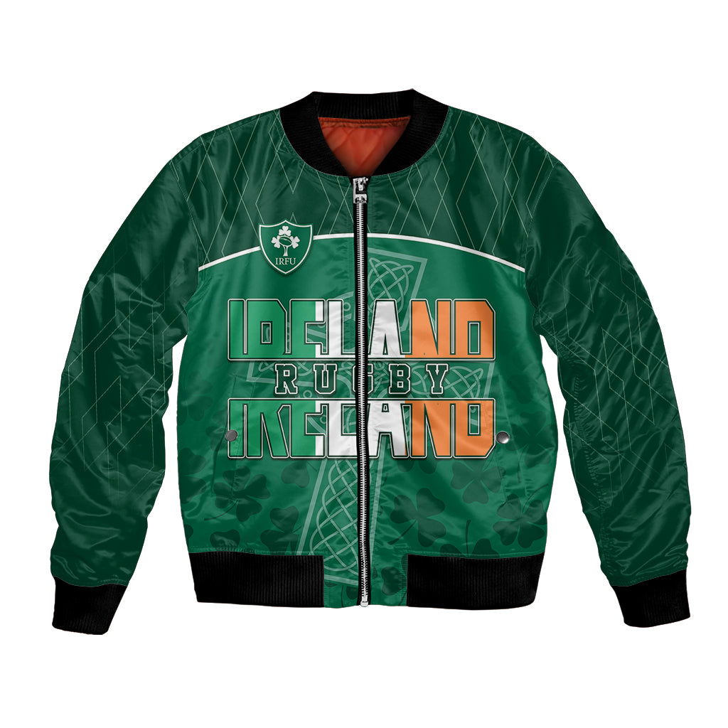 Personalised Ireland Rugby 2023 Bomber Jacket Celtic Cross Mix Shamrocks LT7 - Wonder Print Shop