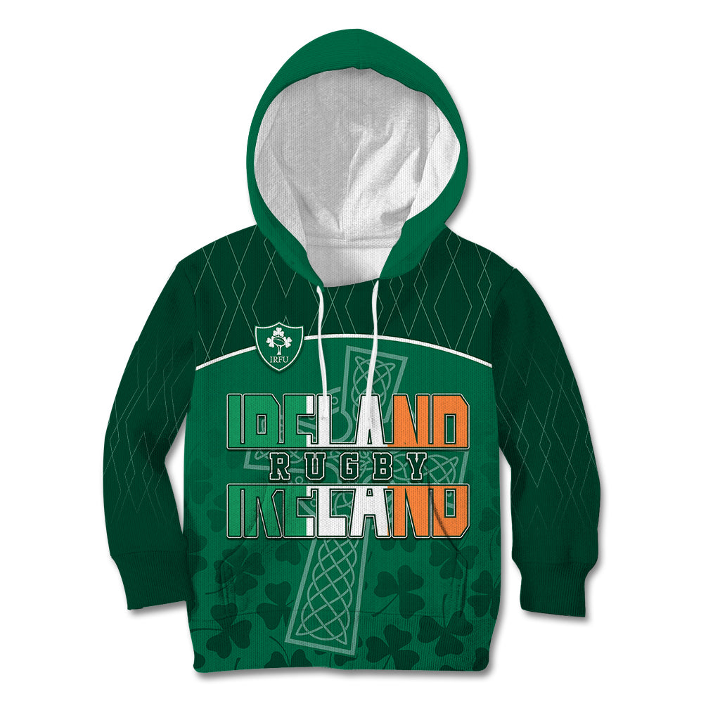 Personalised Ireland Rugby 2023 Kid Hoodie Celtic Cross Mix Shamrocks - Wonder Print Shop