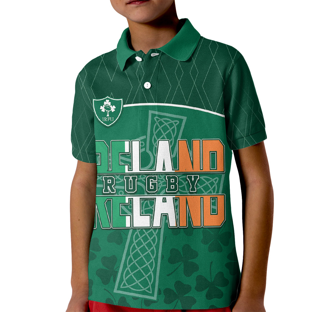 Personalised Ireland Rugby 2023 Kid Polo Shirt Celtic Cross Mix Shamrocks - Wonder Print Shop