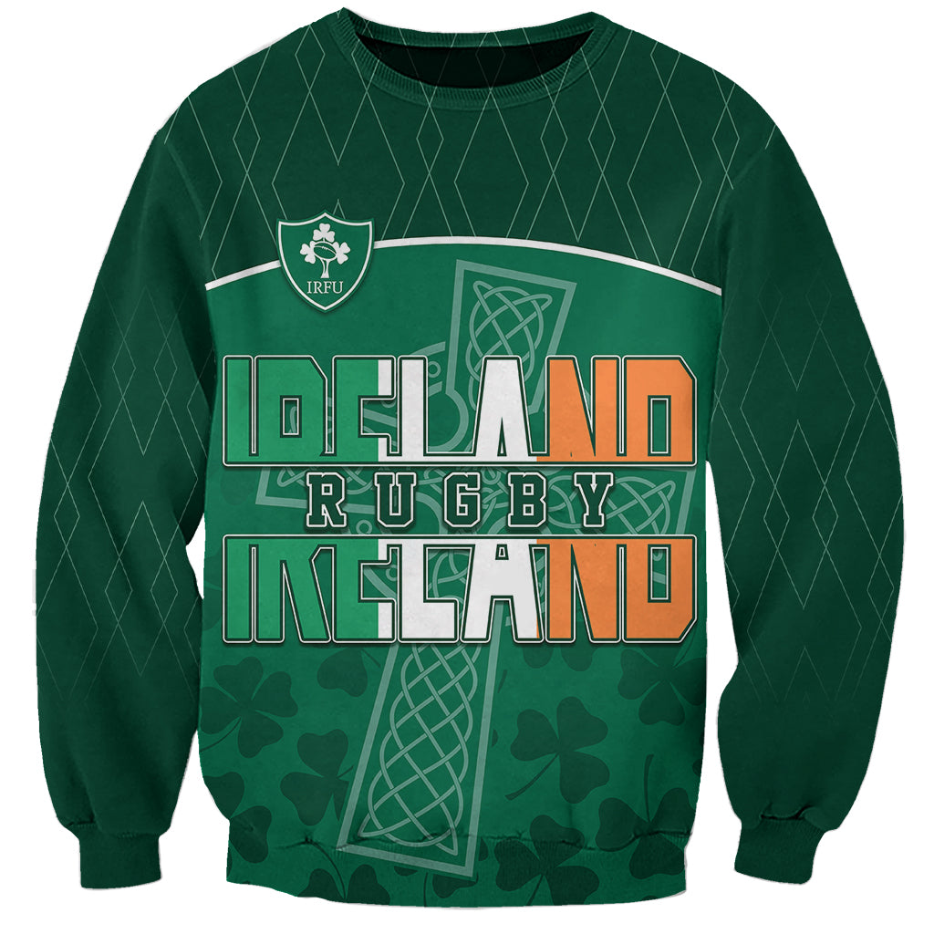 Personalised Ireland Rugby 2023 Sweatshirt Celtic Cross Mix Shamrocks - Wonder Print Shop