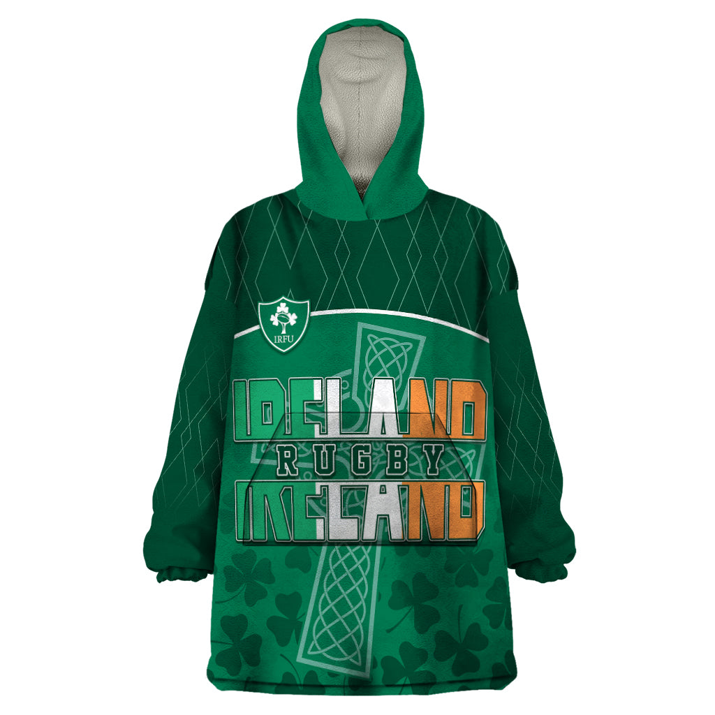 personalised-ireland-rugby-2023-wearable-blanket-hoodie-celtic-cross-mix-shamrocks