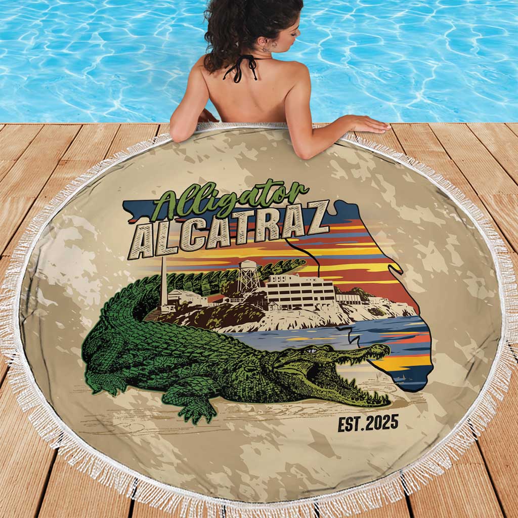 Alligator Alcatraz Retro Beach Blanket The Swamp - Wonder Print Shop