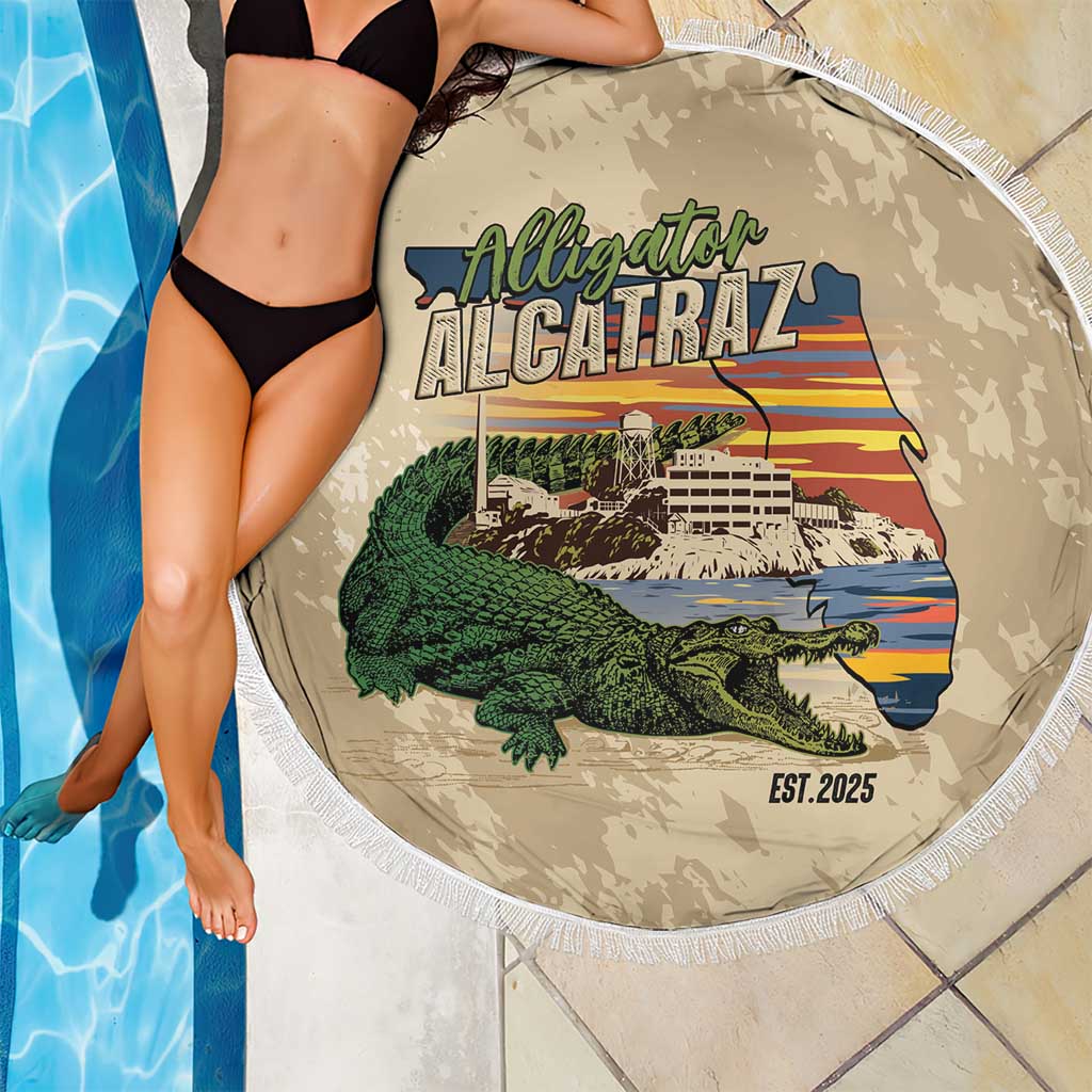 Alligator Alcatraz Retro Beach Blanket The Swamp - Wonder Print Shop