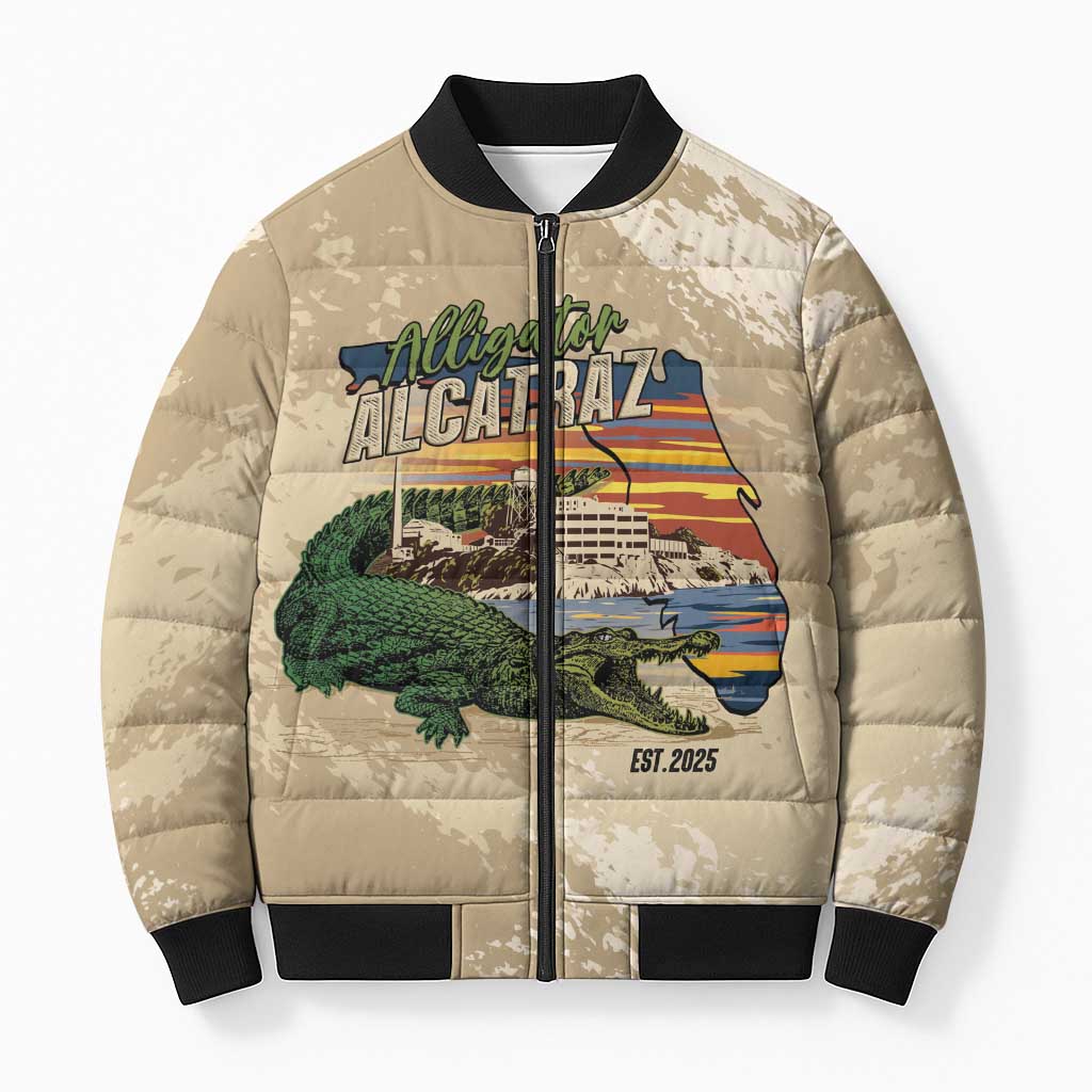 Alligator Alcatraz Retro Bomber Puffer Jacket The Swamp - Wonder Print Shop