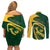 Personalised South Africa Rugby 2023 Couples Matching Off Shoulder Short Dress and Long Sleeve Button Shirts Bokke Champions Sporty Dynamics LT7 - Wonder Print Shop