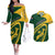 Personalised South Africa Rugby 2023 Couples Matching Off The Shoulder Long Sleeve Dress and Hawaiian Shirt Bokke Champions Sporty Dynamics LT7 - Wonder Print Shop