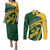 Personalised South Africa Rugby 2023 Couples Matching Puletasi Dress and Long Sleeve Button Shirts Bokke Champions Sporty Dynamics LT7 - Wonder Print Shop