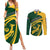 Personalised South Africa Rugby 2023 Couples Matching Summer Maxi Dress and Long Sleeve Button Shirts Bokke Champions Sporty Dynamics LT7 - Wonder Print Shop