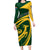 Personalised South Africa Rugby 2023 Long Sleeve Bodycon Dress Bokke Champions Sporty Dynamics - Wonder Print Shop