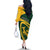 Personalised South Africa Rugby 2023 Off The Shoulder Long Sleeve Dress Bokke Champions Sporty Dynamics - Wonder Print Shop