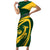 Personalised South Africa Rugby 2023 Short Sleeve Bodycon Dress Bokke Champions Sporty Dynamics - Wonder Print Shop