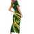 Personalised South Africa Rugby 2023 Short Sleeve Bodycon Dress Bokke Champions Sporty Dynamics - Wonder Print Shop