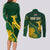 Personalised South Africa Rugby 2023 Couples Matching Long Sleeve Bodycon Dress and Long Sleeve Button Shirts Bokke Champions Kente Ethnic LT7 - Wonder Print Shop