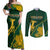 Personalised South Africa Rugby 2023 Couples Matching Off Shoulder Maxi Dress and Long Sleeve Button Shirts Bokke Champions Kente Ethnic LT7 - Wonder Print Shop