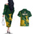 Personalised South Africa Rugby 2023 Couples Matching Off The Shoulder Long Sleeve Dress and Hawaiian Shirt Bokke Champions Kente Ethnic LT7 - Wonder Print Shop