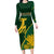 Personalised South Africa Rugby 2023 Long Sleeve Bodycon Dress Bokke Champions Kente Ethnic - Wonder Print Shop