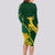 Personalised South Africa Rugby 2023 Long Sleeve Bodycon Dress Bokke Champions Kente Ethnic - Wonder Print Shop