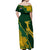 Personalised South Africa Rugby 2023 Off Shoulder Maxi Dress Bokke Champions Kente Ethnic - Wonder Print Shop