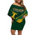 Personalised South Africa Rugby 2023 Off Shoulder Short Dress Bokke Champions Kente Ethnic - Wonder Print Shop