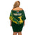 Personalised South Africa Rugby 2023 Off Shoulder Short Dress Bokke Champions Kente Ethnic - Wonder Print Shop