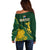 Personalised South Africa Rugby 2023 Off Shoulder Sweater Bokke Champions Kente Ethnic - Wonder Print Shop