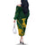 Personalised South Africa Rugby 2023 Off The Shoulder Long Sleeve Dress Bokke Champions Kente Ethnic - Wonder Print Shop