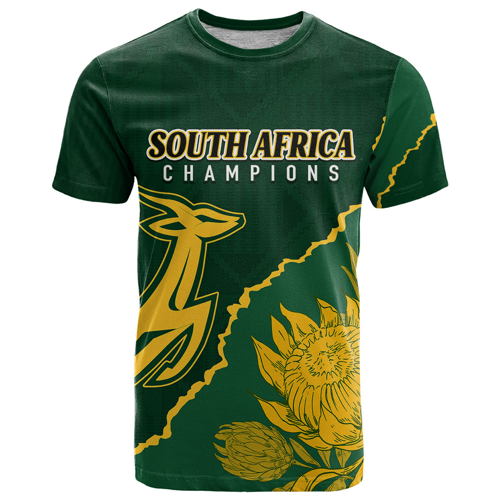 Personalised South Africa Rugby 2023 T Shirt Bokke Champions Kente Ethnic - Wonder Print Shop