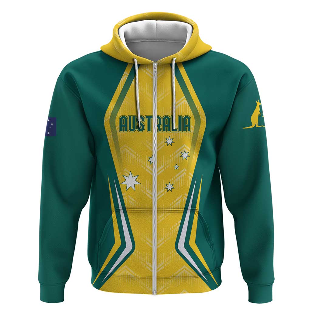 Australia 2024 Olympics Custom Zip Hoodie Rise of the Roos - Wonder Print Shop