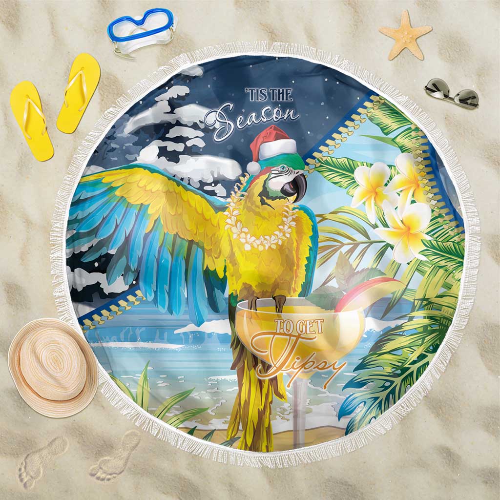 Funny Tropical Christmas Beach Blanket Tis The Season To Get Tipsy LT7 - Wonder Print Shop