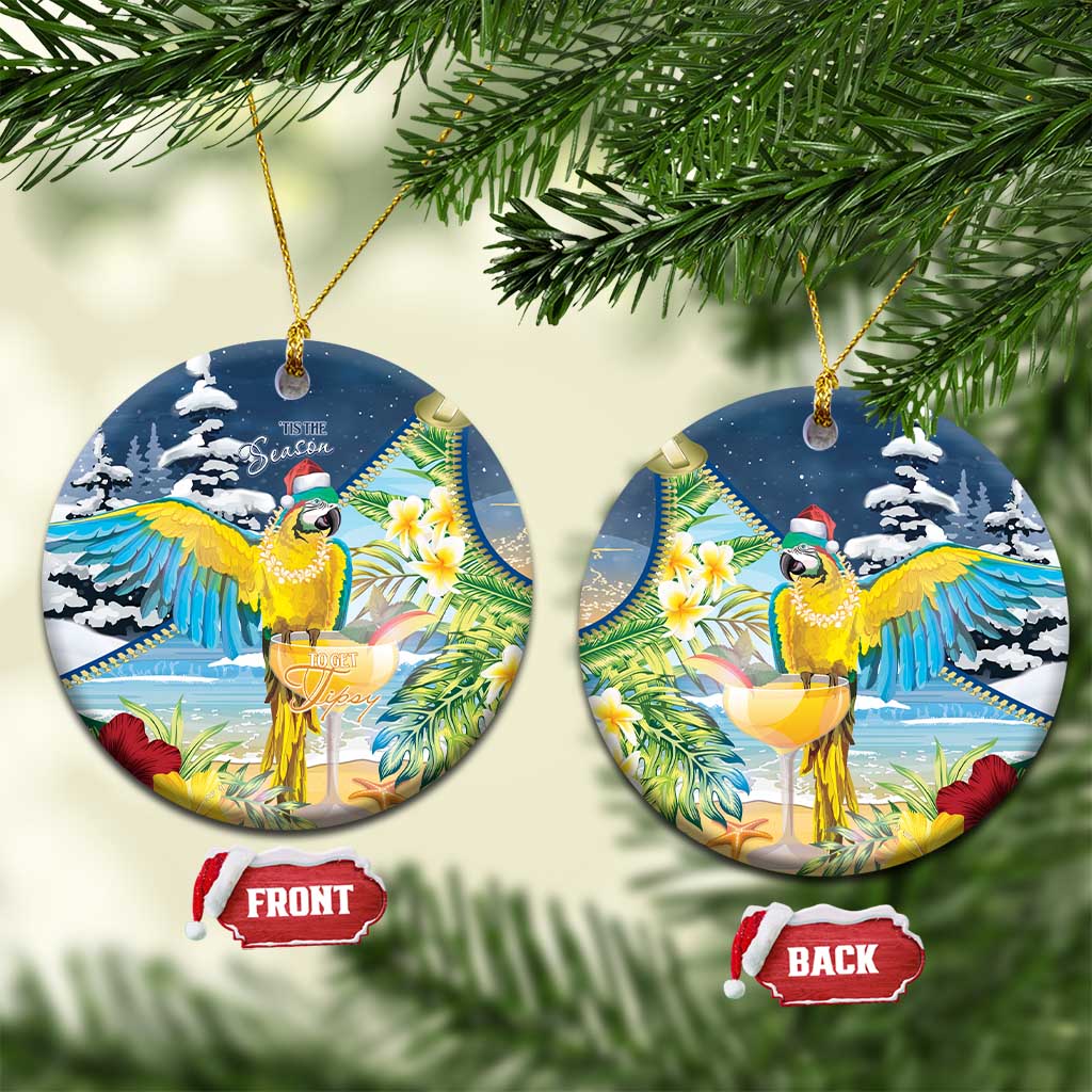 Funny Tropical Christmas Ceramic Ornament Tis The Season To Get Tipsy LT7 - Wonder Print Shop