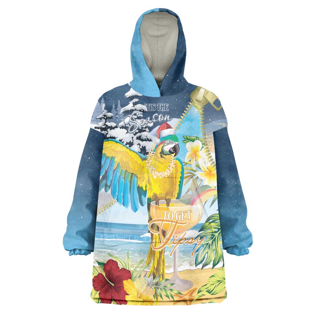 Funny Tropical Christmas Wearable Blanket Hoodie Tis The Season To Get Tipsy