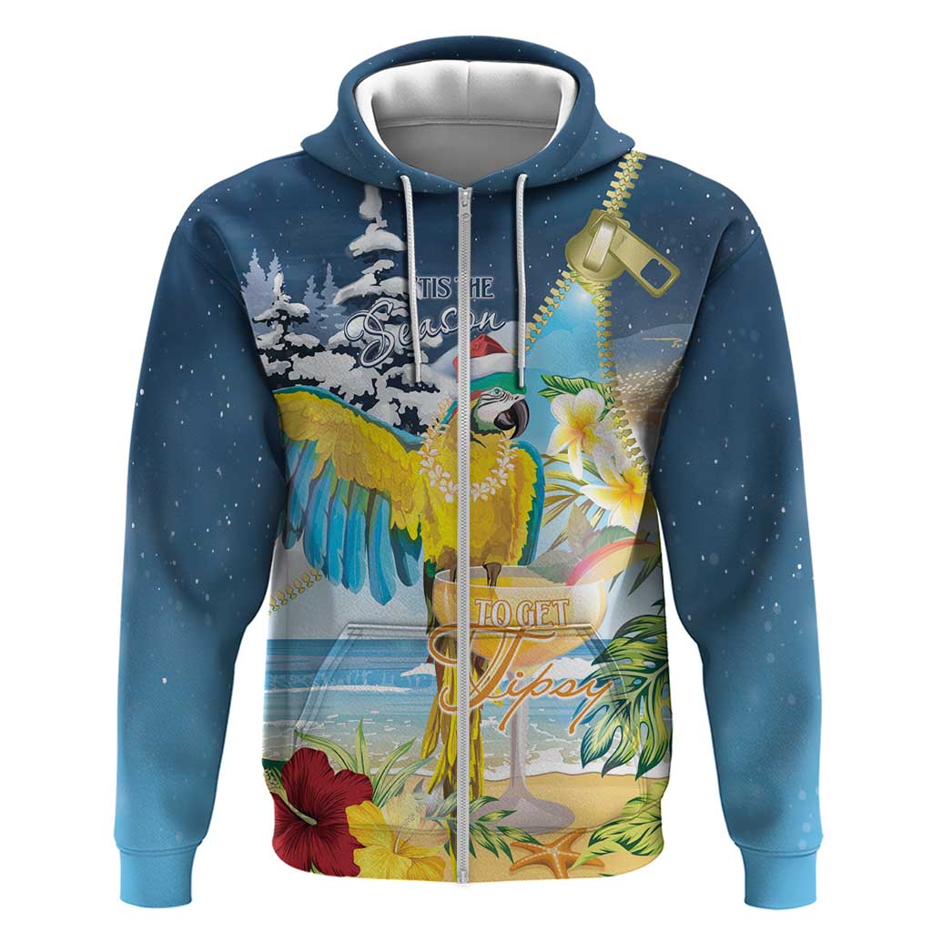 Funny Tropical Christmas Zip Hoodie Tis The Season To Get Tipsy - Wonder Print Shop