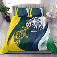 Bedding set duvet and pillowcases with India/Australia flag design and 'YOUR TEXT' '07'