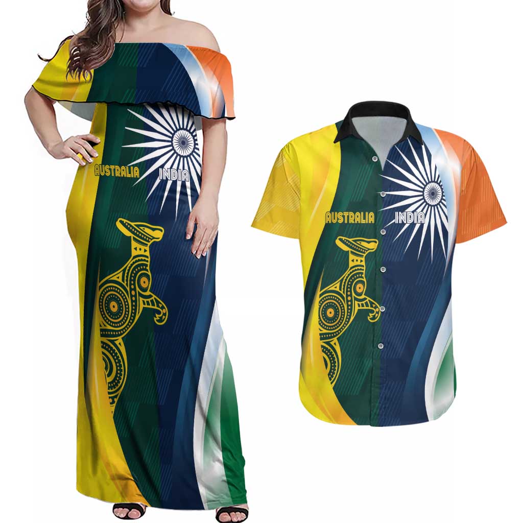 Custom India and Australia Cricket Couples Matching Off Shoulder Maxi Dress and Hawaiian Shirt Special Half-Half Mix LT7 - Wonder Print Shop