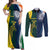 Custom India and Australia Cricket Couples Matching Off Shoulder Maxi Dress and Long Sleeve Button Shirt Special Half-Half Mix LT7 - Wonder Print Shop